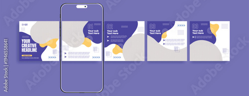 Professional Influencer Content Creator Carousel Template Bundle with Motivational Quote Posts, Educational Tips Slides, Instagram Marketing Banner Set and Square Flyer Poster Templates