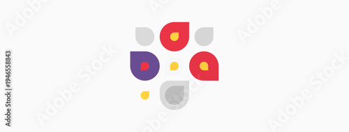 Abstract colorful shapes cluster together. Soft hues create playful visual impact. Minimalist design, simple composition.