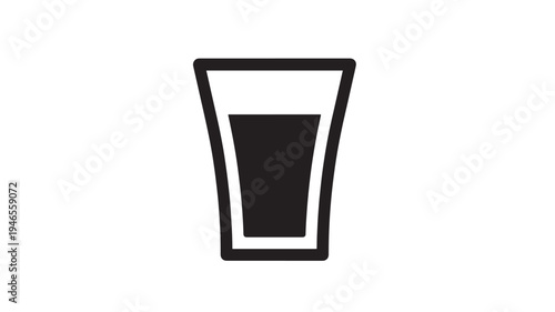 Glass of liquid icon with solid black fill, minimalist design, simple drink representation on a white background.