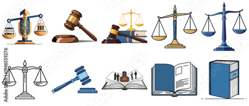 Justice and Law Icons Set