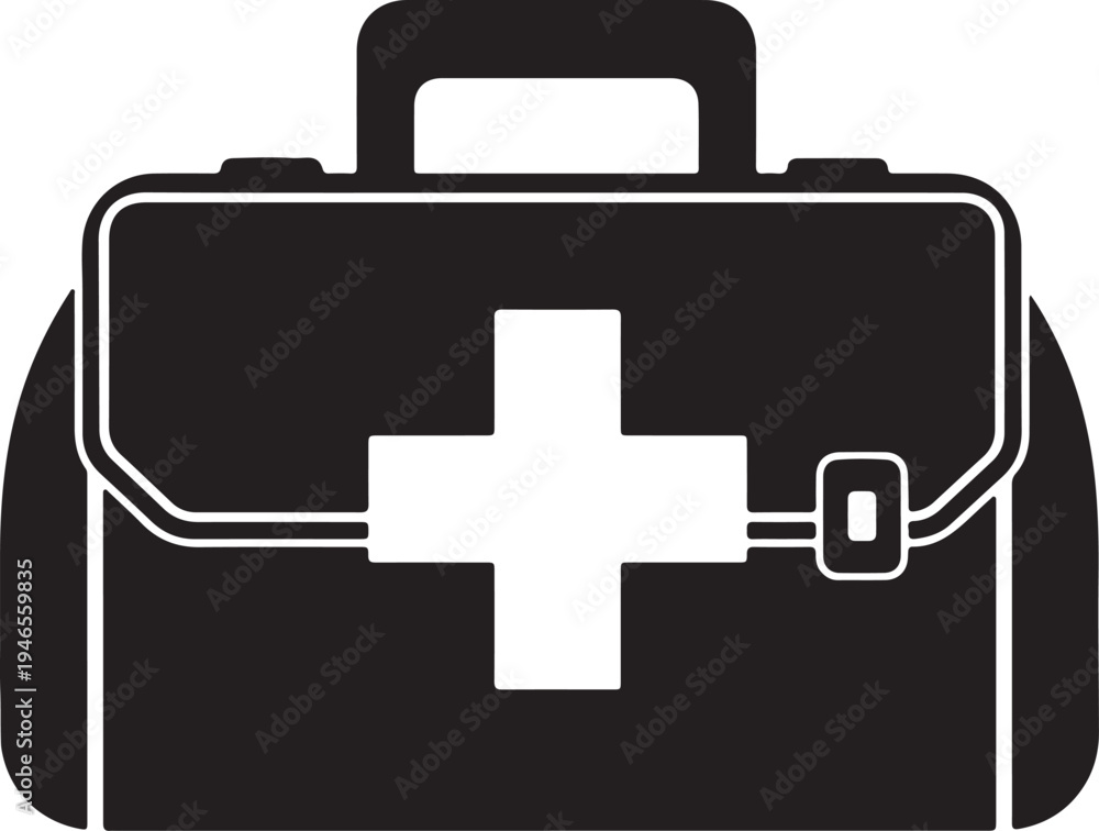 Obraz premium Vector medical first aid kit icon isolated PNG with Transparent Background