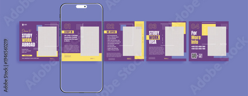 Modern Influencer Content Creator Social Media Carousel Template Pack with Motivational Quotes, Tips Posts, Marketing Banner Set, Instagram Slides and Square Flyer Poster Templates