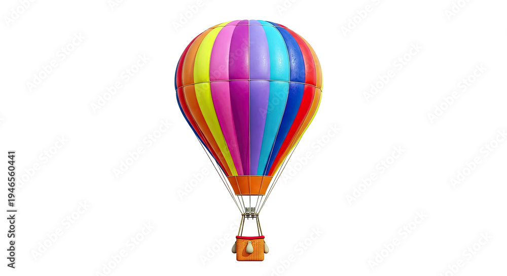 Fototapeta premium Colorful Hot Air Balloon Isolated on White Background