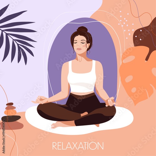 International yoga day square poster, banner, yoga class, template background, vector illustration