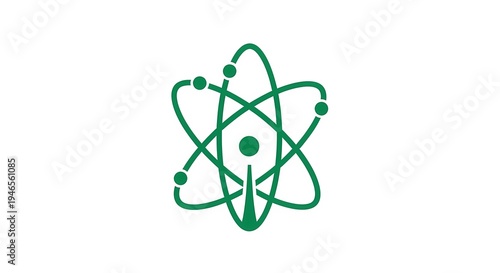 minimalist green atom science logo design for technology education and scientific research concept vector illustration isolated on white