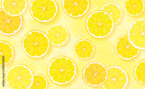 輪切りレモンの背景2_横