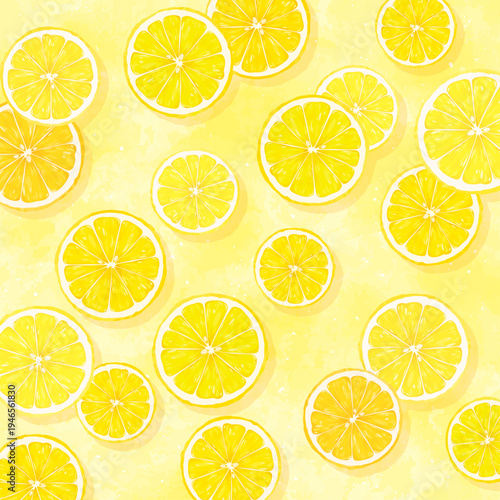 輪切りレモンの背景2_正方形