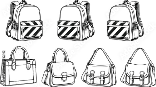 Backpack, handbag, tote, shoulder bag, fashion accessory, stylish bags, leather design, buckle detail, front pocket, flap closure, casual style, travel gear, modern look, trendy desi