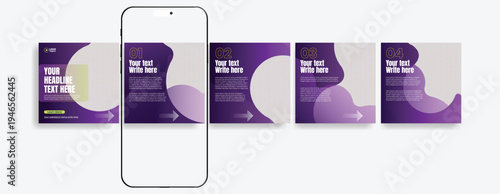 Modern Social Media Carousel Post Template Bundle for Influencers, Content Creators and Bloggers, Motivational Tips Slides, Instagram Marketing Banner Set and Square Flyer Poster Design Pack