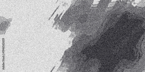 Abstract monochrome textured background with organic dark grey shapes and a bright white grainy area, offering a striking contrast and artistic visual for creative design and digital art