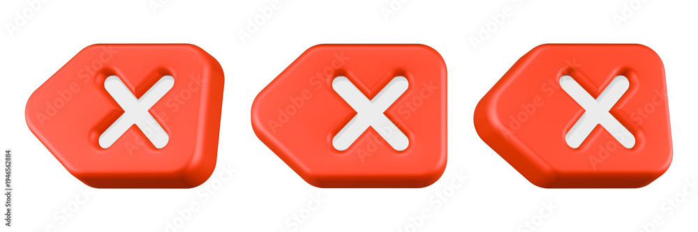 Fototapeta premium close tag icon 3d render red color