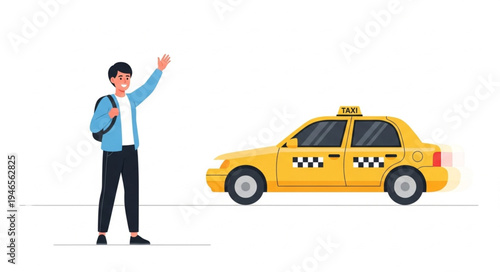 Man hailing a yellow taxi.