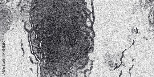 Vertical Abstract Grayscale Texture with Dark Gray Columnar Forms and Wavy Edges Against Speckled Grainy Noise for Textured Backgrounds and Design Elements Keywords: abstract, background, texture