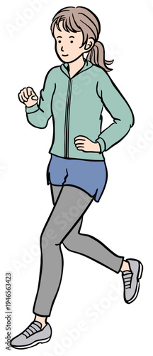 ランニングする若い女性のイラスト
