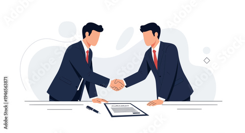Businessmen shaking hands over contract, agreement, partnership, success, deal closing