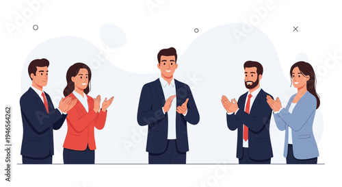 Business team applauding in appreciation, celebrating success, teamwork, and recognition.