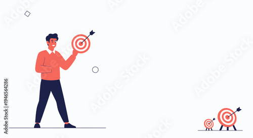 Man with Target and Arrow, Business Goal Achievement, Success Concept