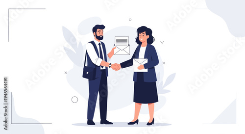 Business handshake agreement, successful deal, partnership, communication, email concept