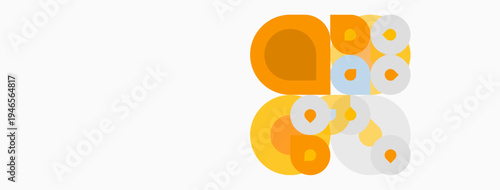 Abstract composition featuring overlapping circles. Warm orange, yellow, white hues dominate simple design. Minimalist aesthetic.