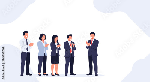 Business People Applauding in Meeting, Success Celebration, Teamwork