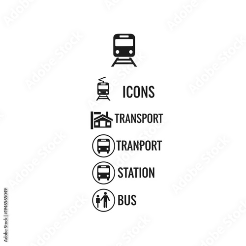 A collection of simple black and white icons representing various modes of transport and related concepts.