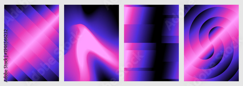 Vector illustration collection - trendy abstract creative minimalist prints and compositions with bright gradient colors - design templates for social media posts and stories, posters and banners