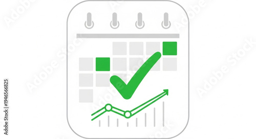 Calendar with graph and check mark symbolizing successful planning.