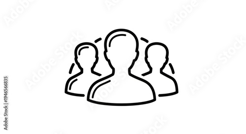 Group of three people icon simple line drawing.