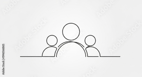 Simple Line Art Representation of Three People Together.