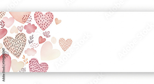 Valentines day watercolor abstract hearts