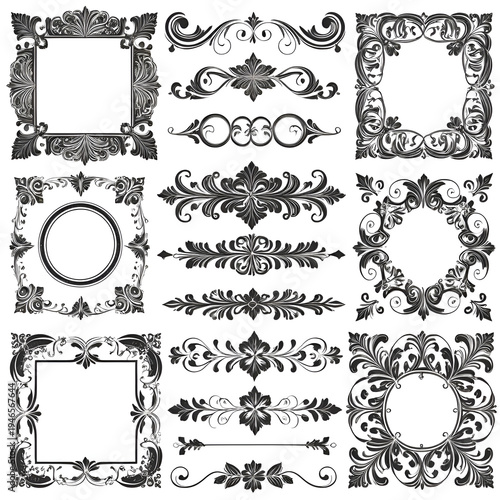 Collection of luxury frames, borders and corners with ornate swirls. Good for greeting cards, wedding invitations, restaurant menu, royal certificates and graphic design.