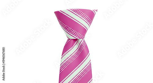 Pink and White Striped Tie with Polka Dots