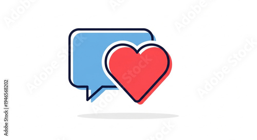 Chat bubble with a red heart icon symbolizing love messages.