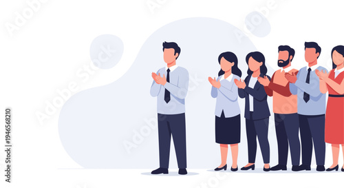 Business team applauding a leader, celebrating success, teamwork and recognition concept