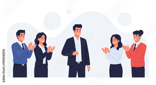 Business team applauding leader, celebrating success, teamwork, recognition, appreciation