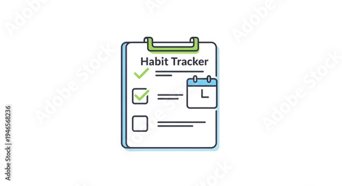 Habit Tracker Checklist on Clipboard with Calendar Icon.