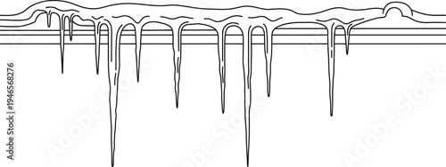Melting wax drips down the edge of a horizontal line drawing