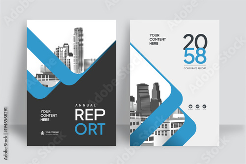 Business Report Cover Template – Blue Geometric Layout (A4)