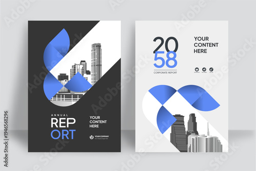 Business Report Cover Template – Blue Geometric Layout (A4)