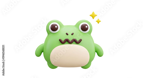 Cute 3D Kawaii Frog with Stars