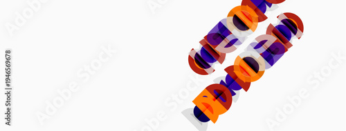 Colorful text overlays white background. Letters display vibrant purple, orange hues. Design appears modern, abstract. Simple composition.