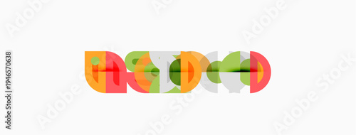 Colorful overlapping arrows form abstract design. Simple shapes create modern visual impact. Bright hues suggest movement, energy.