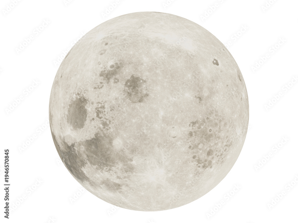 Obraz premium Realistic bright moon disk at night. Suitable for night sky designs, moon surface, mystical and astronomy backgrounds.
