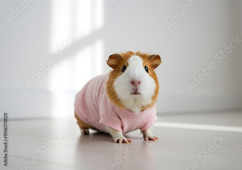 Guinea pig wearing pink sweater