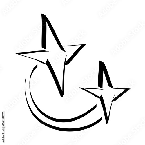 Doodle sparkle star, winkling stars. Shine icon, Clean star icon. isolated on white background. vector illustration