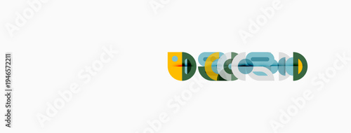 Abstract graphic design features overlapping shapes, text DCKS centered on white background. Minimalist style, simple composition.