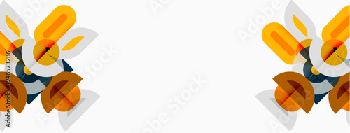 Abstract geometric shapes, orange, gray, white. Minimalist design, symmetrical composition, clean lines, modern aesthetic.