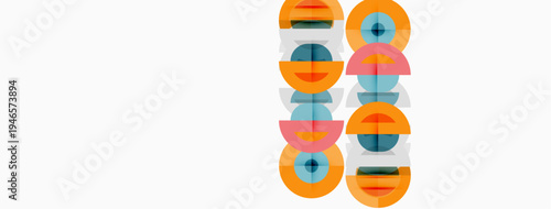 Abstract geometric shapes, vibrant colors, stacked vertically. Minimalist design, modern aesthetic, clean lines, simple composition.