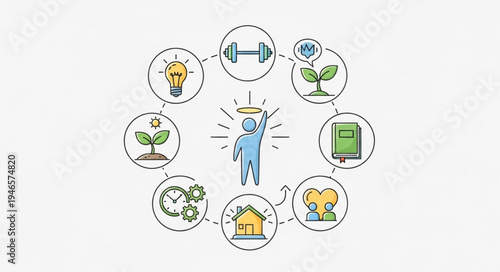 Personal growth and development concept with icons representing success.
