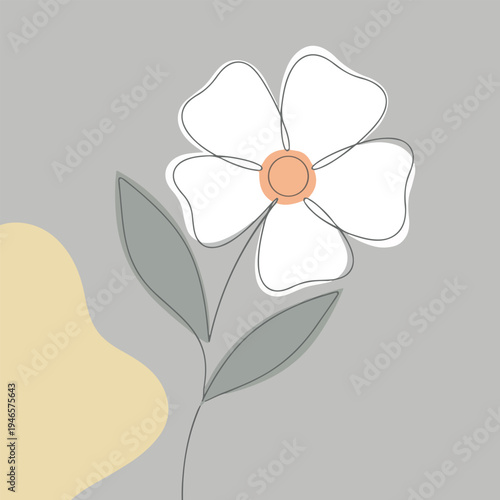 Minimalist White Flower Illustration